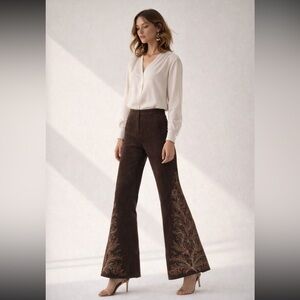 Suede St. John couture Leather Marie Gray 2 embroidered 100% silk lining